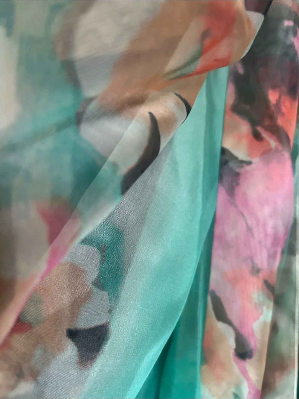 Mixit Teal and Floral Sheer Scarf Wrap